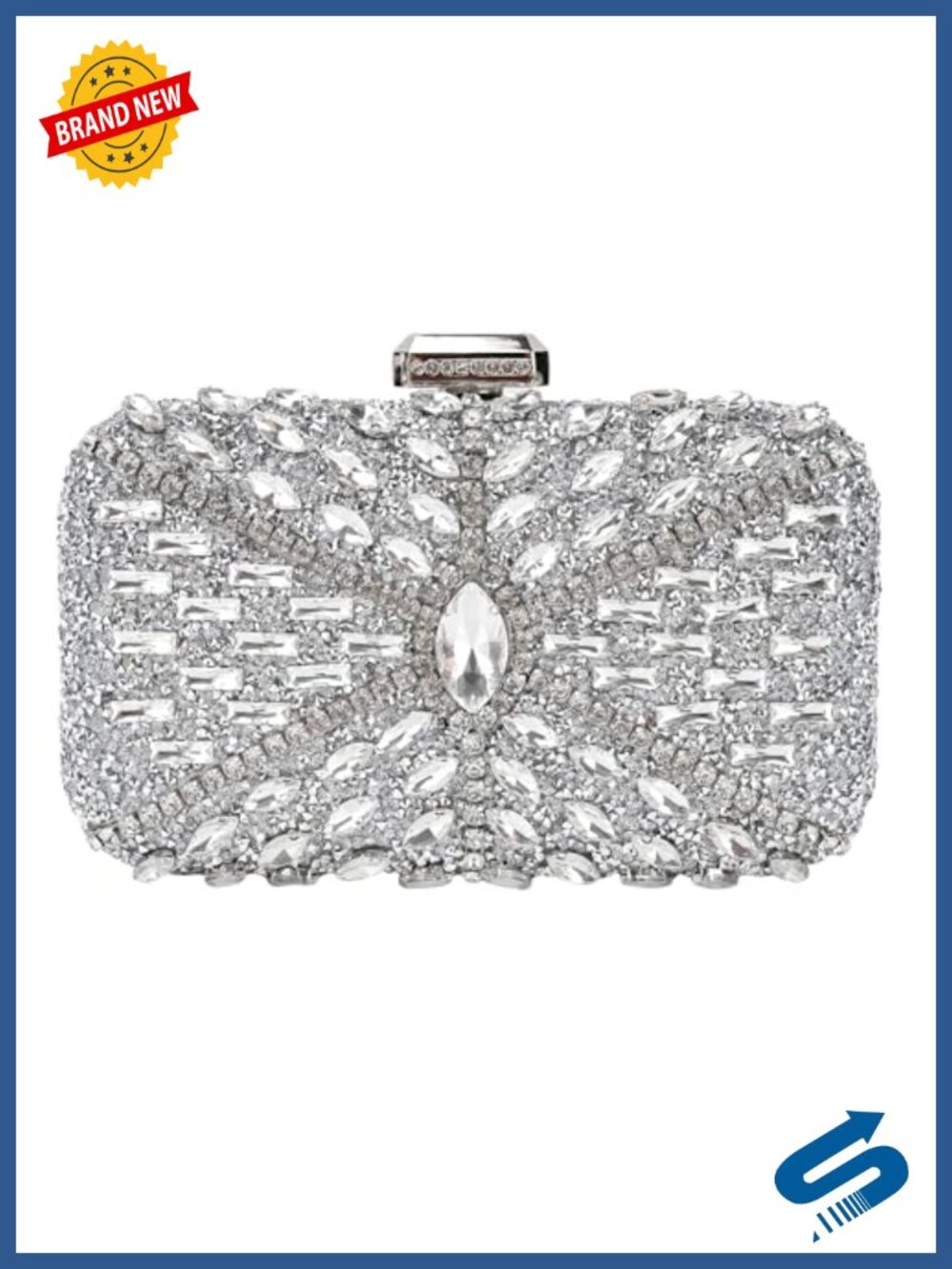 Sparkly Rhinestone Sequin Evening Clutch Purse Formal Wedding Bag